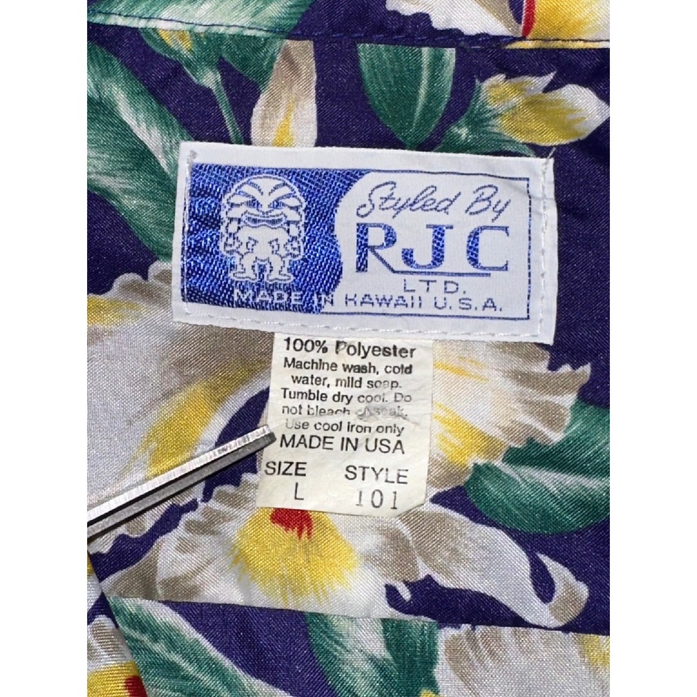 RJC Ltd Hawaiian Shirt Mens Large Purple Floral Orchid Aloha Button Down USA - Picture 3 of 5
